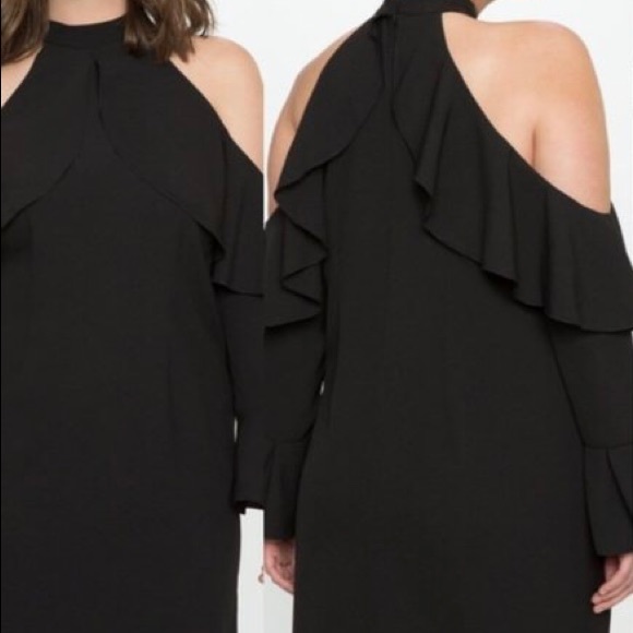ELOQUII cold shoulder ruffle sheath dress - Picture 3 of 13